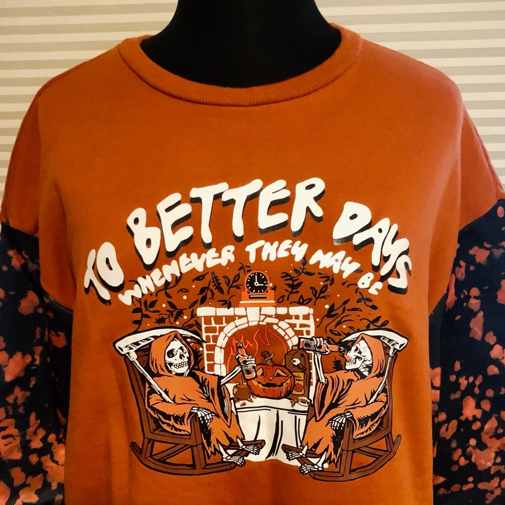 💙5 for $20💙 Halloween Horror Spooky Skull Funny Morbid Pullover Sweatshirt